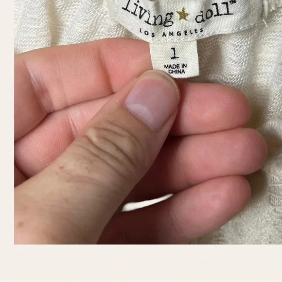 1282. LIVING DOLL 3/4 SLEEVE TOP EMBROIDERED LACE SIZE 1(SEE MEASUREMENTS) - Picture 5 of 9